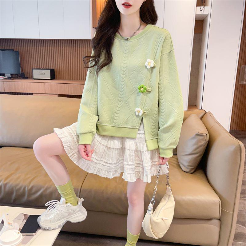 Plus Size Women s Irregular Split Hoodie - Korean Style, Loose Fit, Slimming, for Spring & Autumn 2026 Large
