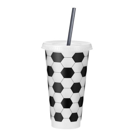 

1/6/12Pcs 710ML Reusable Football Cup 24oz Plastic Drinking Bottle Football Themed Tumbler Game Day Sports Football Party Supplies Party Favors A