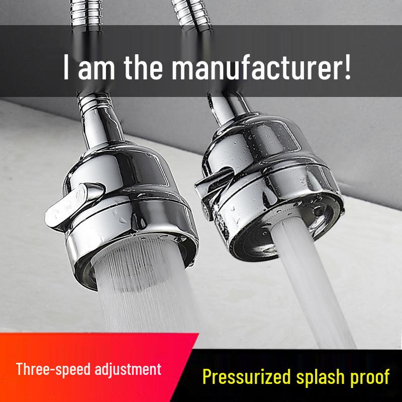 Universal Rotating Kitchen Faucet Extender with Water Saver and Anti-Splash Aerator