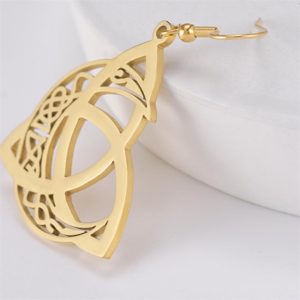 My Shape Crescent Moon Celtics Knot Drop Earrings for Women Stainless Steel Irish Knot Witch Knot Dangle Earrings Jewelry Gifts