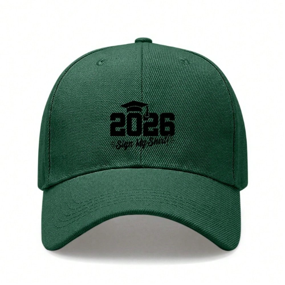 [Graduation Baseball Cap] 2026 Sign My Shirt Print Adjustable Polyester Breathable Casual Cap For Unisex Adults Class Of 2026 Gift