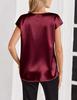 Women's Solid Color Satin V-neck Pullover Top - Spring/Summer Casual Business Style