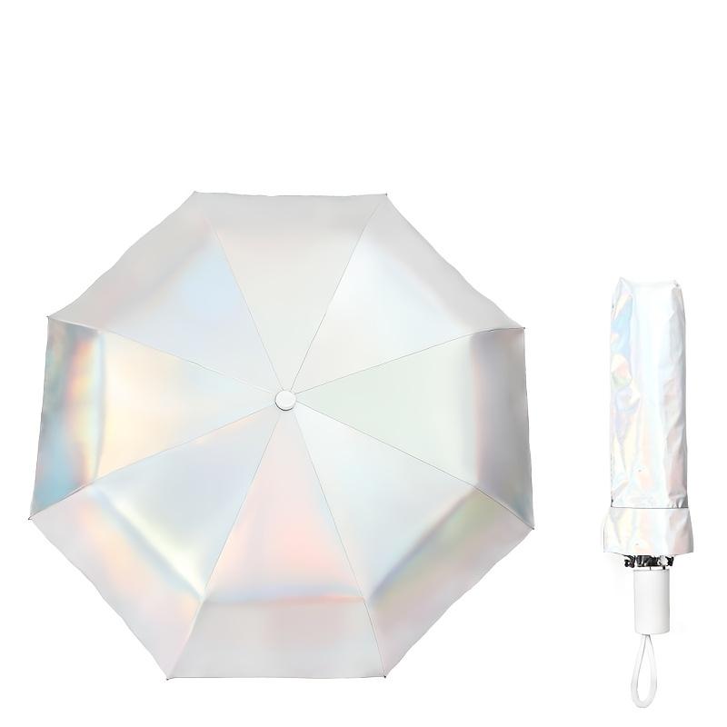 

Windproof UV Protection Summer Outdoor Umbrella Holographic Iridescent Folding Umbrella Gradient Pearl Luster Sunshade 8 Ribs Manual Parasol 1 piece pack