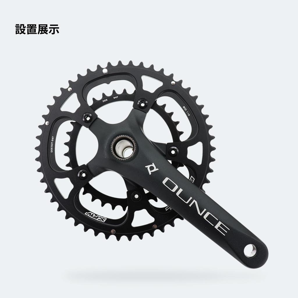 DJC Road Bike Chainring, 110BCD Double Chainring, 5-Arm Round, 2x, 50T, 34T, 53T, 39T, 52T, 36T, for Red Rival S350/S900 (52-36T)
