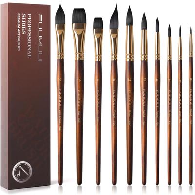 Pincel Profissional de Aquarela 10 Cabelo de Esquilo Sintético Macio para Iniciantes e Perfeito para Arte, Colorir ao Ar Livre e Inclui Gato e Redondo Feito de