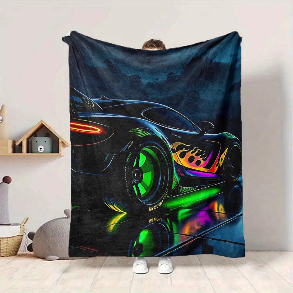 1pc Neon Flames Car Blanket Lightweight Flannel Blanket Throw Blanket For Sofa, Bed, Travel, Camping, Livingroom, Office, Couch