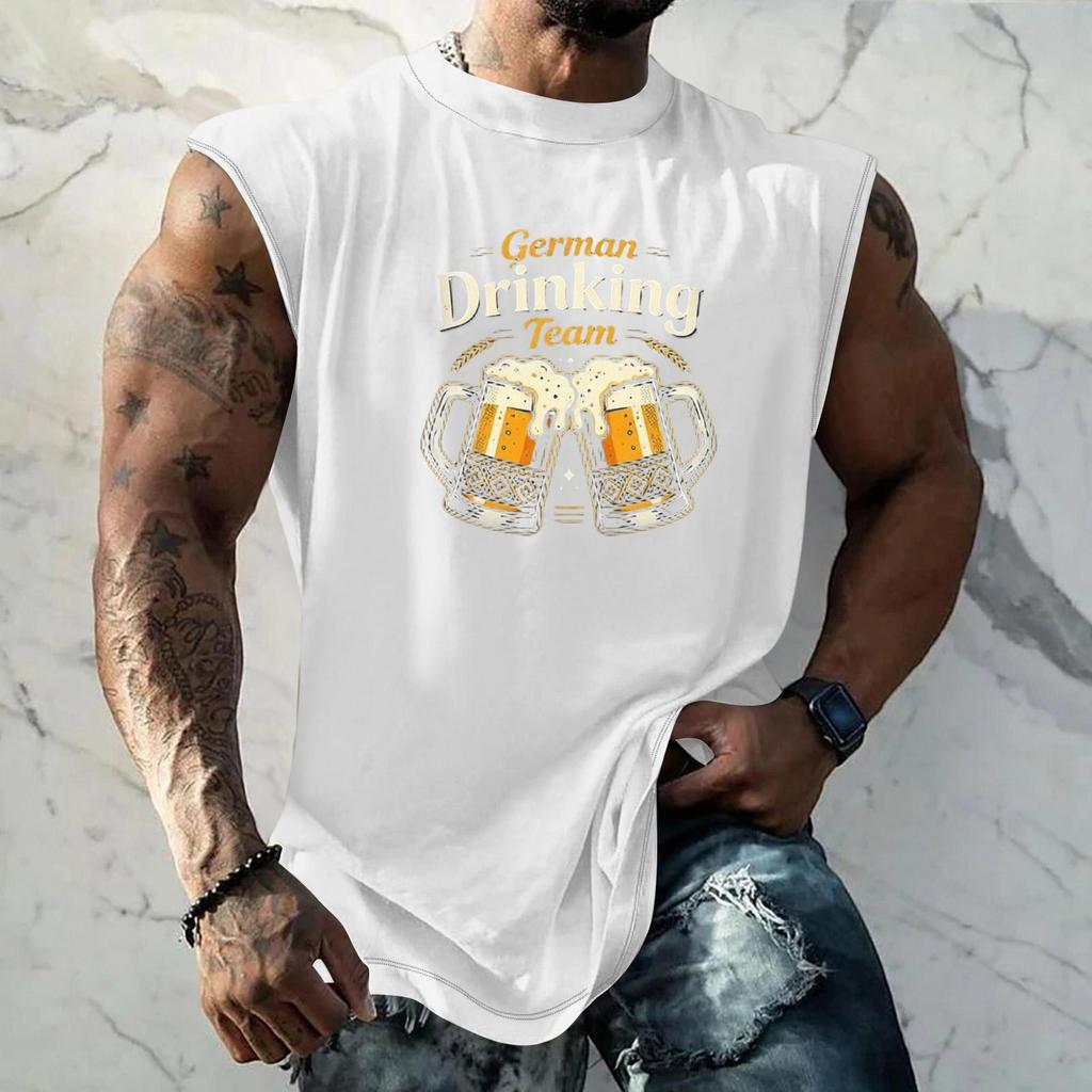 Men Sleeveless Tank Top Loose Fit Casual Streetwear Sport Vest with Unique Texture Print Suitable for Festival Holiday Daily Wear