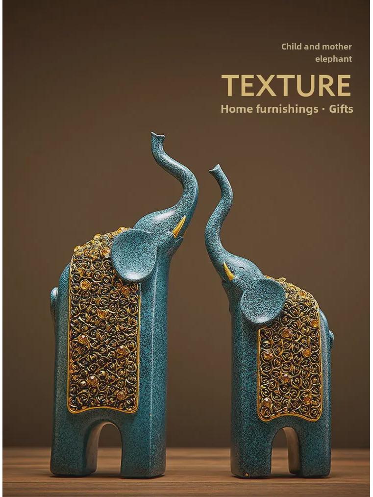 Ornamente retro chinezești cu elefant, mamă și copil, pentru decor de casă și birou - Atrage bogăția și averea, livrare gratuită