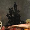 M-Modern-Halloween Wooden Ornaments Decorative Wooden Silhouette Sketch Haunted House Desktop Decoration