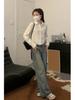 Korean Embroidered Striped Blue Shirt for Women - Spring/Autumn 2026 New Design