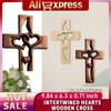 Handgeschnitztes verschlungenes Herz Holzkreuz Handgefertigt Holz Wandgeschnitztes Herz Kreuz Glaube Heimdeko Geschenk für Hochzeit Einweihung