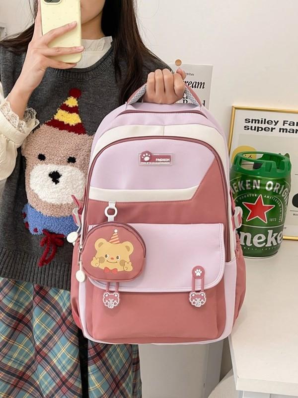 Schoolbag Schoolbag Female Ins Cute Junior High School Students Versatile Contrasting Color Backpack Simple Small Fresh Large Capacity Backpack