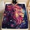 Starry Sky Lion  Print Flannel Blanket, High quality Comfortable for All Seasons, Home Decor, Warmth and Comfort