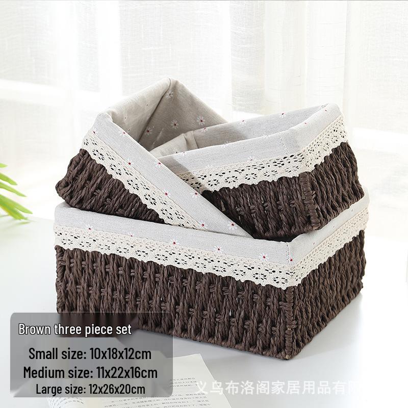 Rattan Woven Storage Basket for Cosmetics, Keys, Snacks, and Coffee Table Clutter - Perfect for Living Room or Entryway.