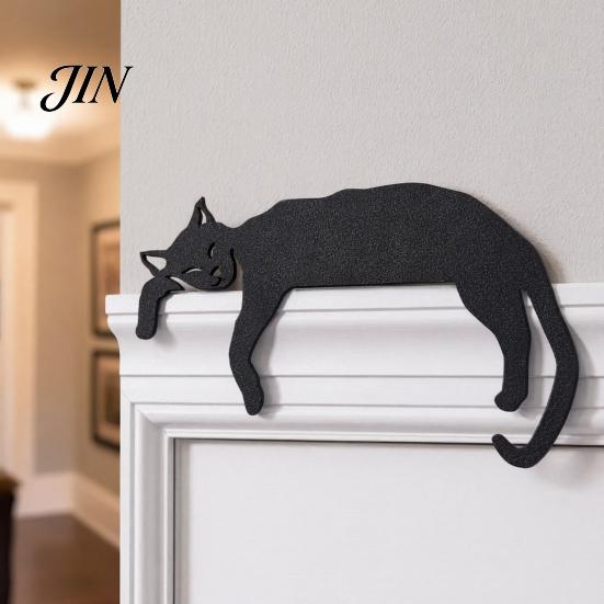 Door Frame Decoration 3D Printed Sleeping Cat Top Decor, Lazy Kitten Silhouette Ornament, Self-Adhesive Cartoon Interior Accessory Animal Decor
