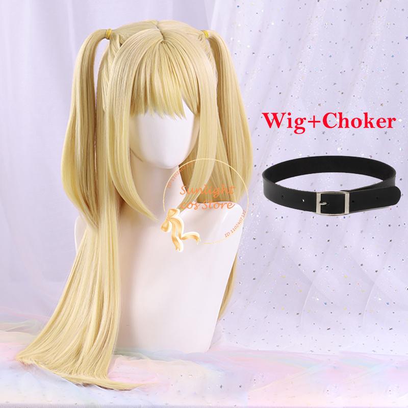 MisaMisa Cosplay Wig Long Golden Yellow Women Misa Amane Anime Cosplay Wig Heat Resistant Synthetic Hair + Wig Cap
