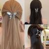 Hairpin Small Compact Metal Hair Clip Silver Color Butterflies Shape Back Head