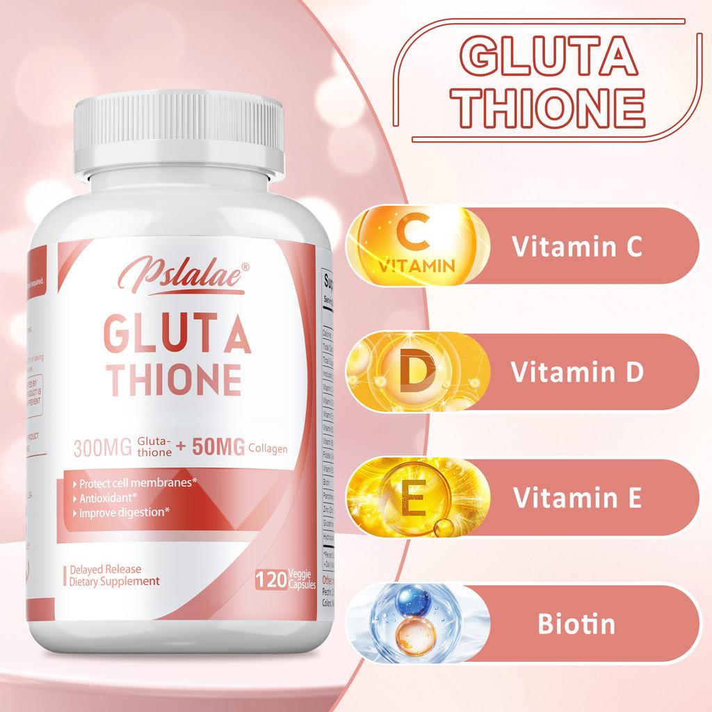 Glutathione Blend, Containing Vitamin C Extract, Helps Restore Skin Health, Aids In Whitening, Suitable for Adults, Vegan.