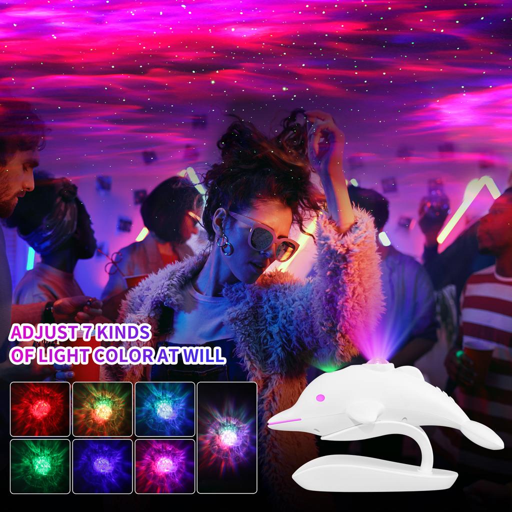 Dolphin Starry Sky Projection Light with Remote Control Starry Sky Atmosphere Lights Bedroom Party Decoration Children's Gift