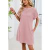 Spring/Summer Lace Splicing Loose Short Sleeve Dress New Solid Color Sweet A-line Dresses Round Neck Elegant Solid Color Casual Simple Party Clothing