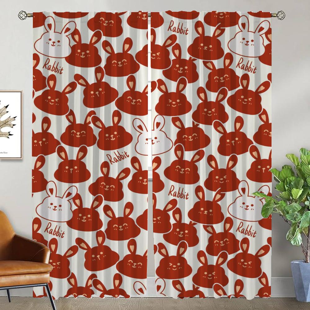 

Современные шторы для гостиной для камеры Кролик Тюль для спальни Шторы для окон Затемняющие шторы 2 штуки Перегородка Ребенок W50xH70cmx2pcs-CL