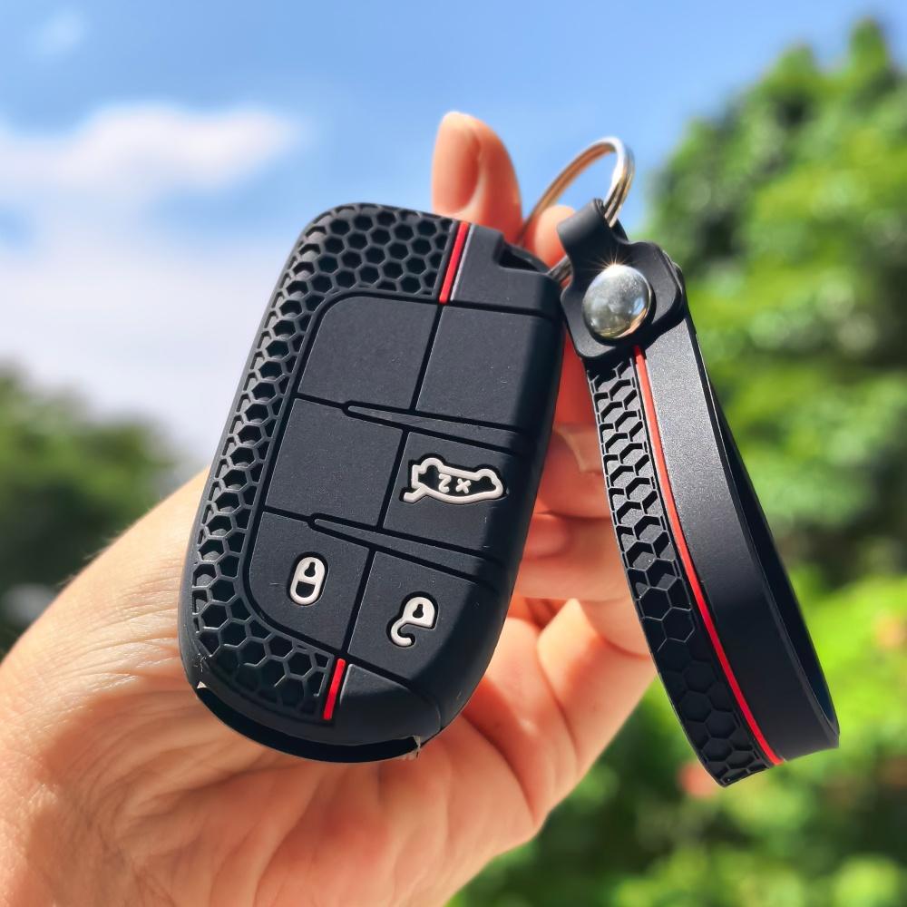 MOB2  Car Remote Key Case Cover Protector Holder Shell for Dodge Challenger Hellcat SRT Auto Keychain Accessories