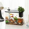 Small Fish Tank with Lid Betta Aquarium Tank Creative Hydroponic Fish Bowls  For Home Decorative