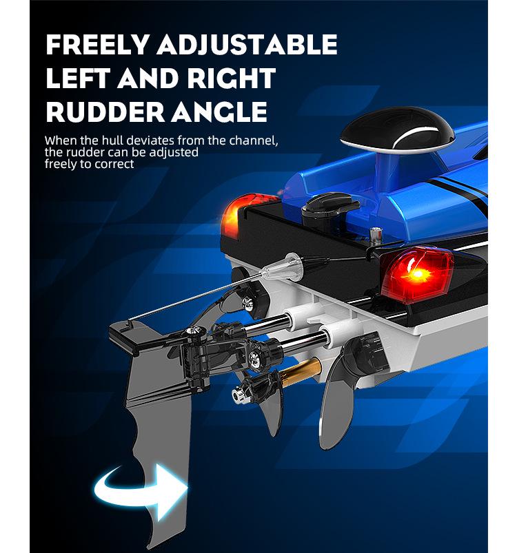 HJ808 High-Speed 2.4G Remote Control Speedboat with Lights, 25KM/h Racing Water Toy.