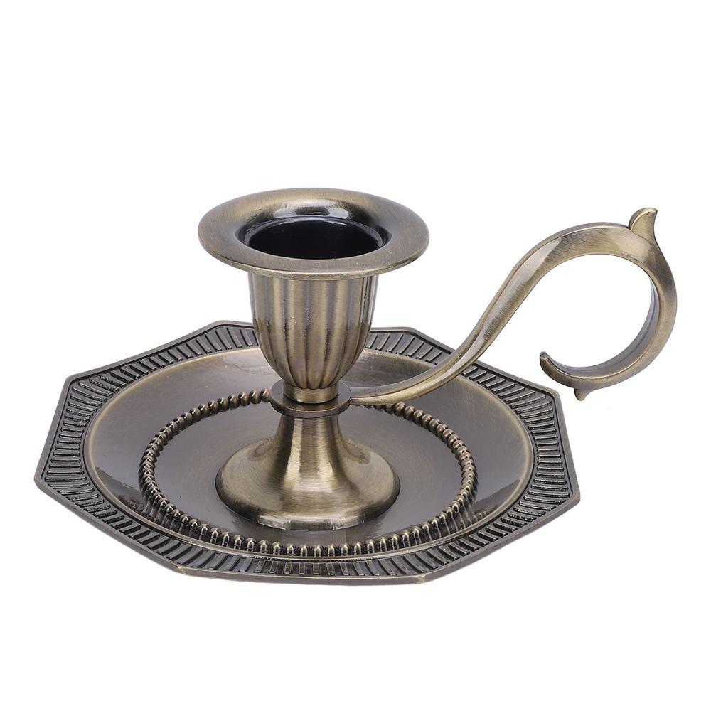 With Drip Catcher Tray Handheld Candlestick Holder Table Candlelight Stand Farmhouse Decor бронзовый