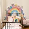 Large Watercolor Rainbow Flower Leaf Wall Sticker Self-Adhesive for Kids Bedroom Background Wall Decoration