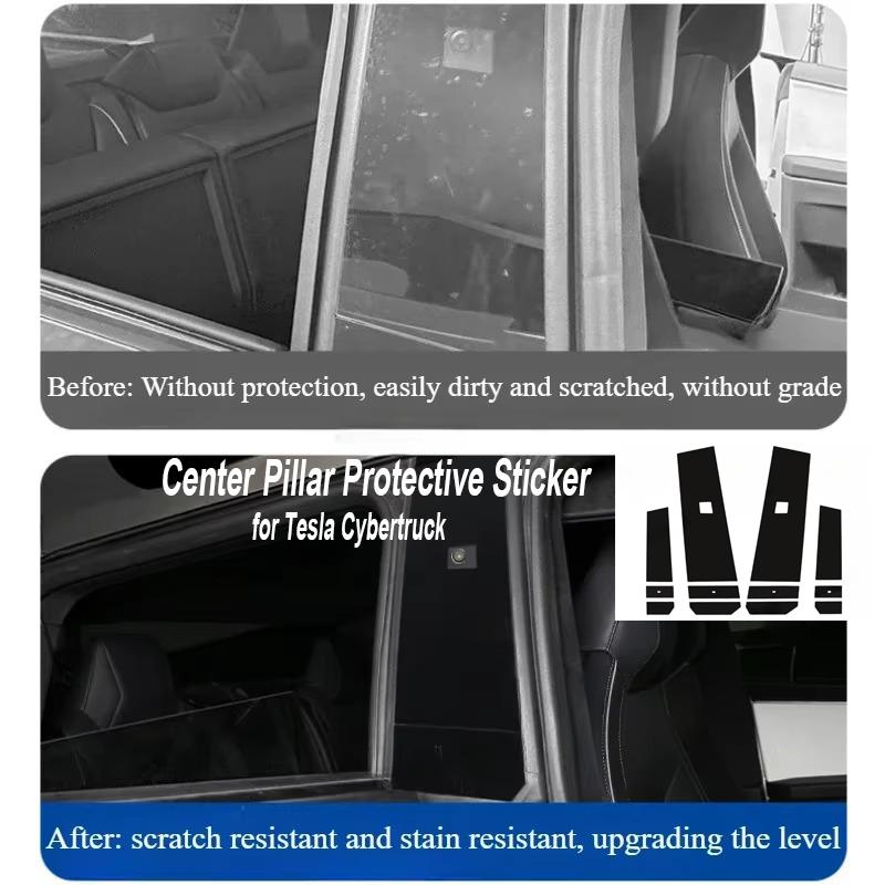Center Pillar Protective Sticker for Cyber Pickup B-pillar C-pillar Mirror Surface Patch for Tesla Cybertruck 2025 Accessories