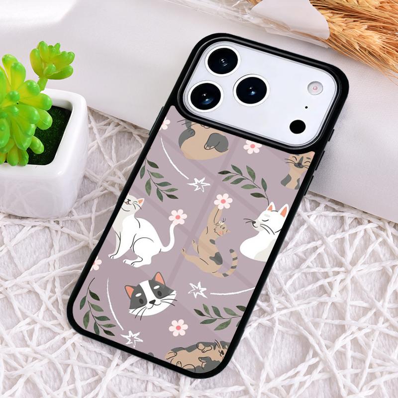 Cartoon Cat Kitten Phone Case for iPhone 17 Air 16 15 11 12 14 13 Pro Max Shockproof Cover