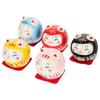 NUOLUX Daruma Lucky Cat Daruma Figurine Ceramic Ornament 5 Pieces 5 Colors Lucky Charm Mini Daruma Japanese Style Interior Stylish Cute Car Ornament