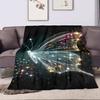 Glowing Butterfly with Starry Background Patterned flannel blanket perfect for the bedroom living room, sofa, or a little nap