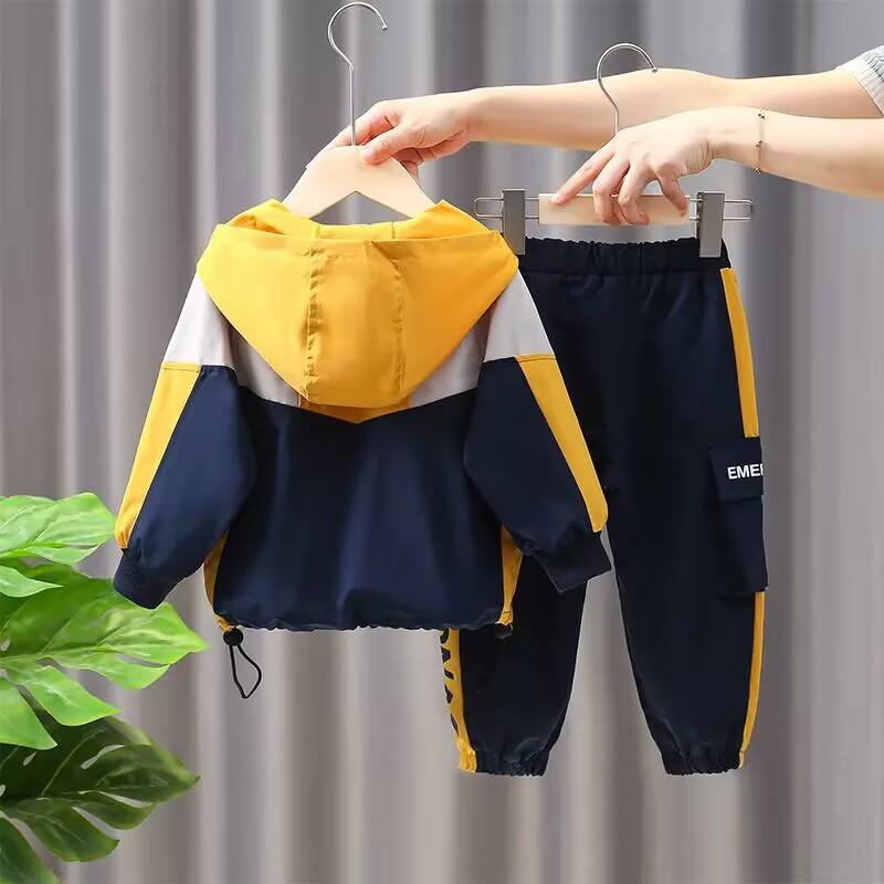 Children's Autumn Suit Boys Charge Coat Middle and Big Boys Sportswear Pants Two Piece Set