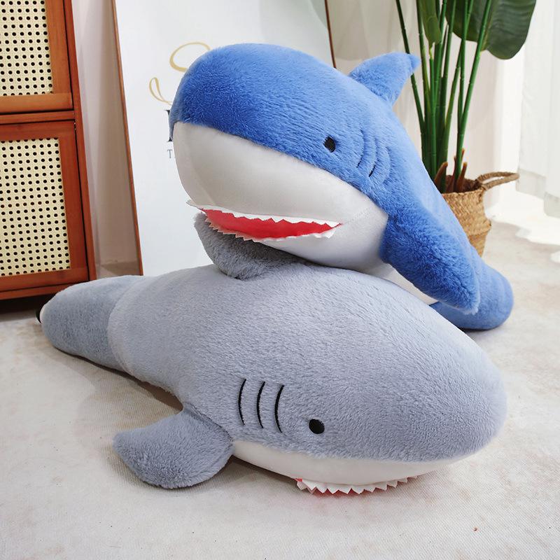 Creative Soft Shark Pen Pillow Plush Toy Doll Blue Shark Doll Home Pillow Boys Ragdoll