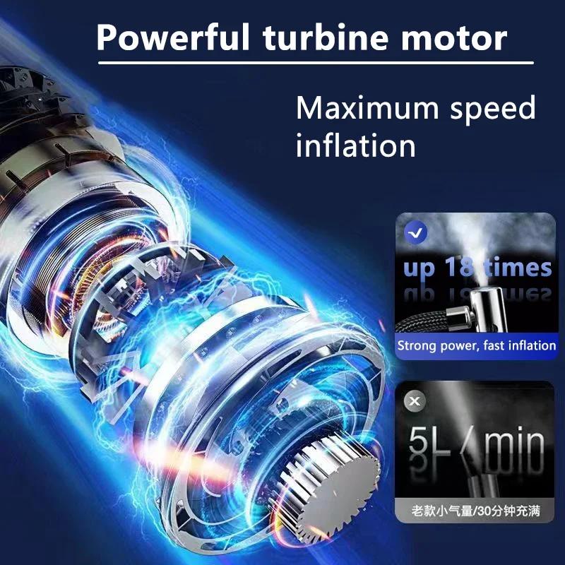 Wiederaufladbarer Präzisions-Autoreifenfüller mit LCD-Anzeige Tragbare Luftpumpe für 12V Motorrad/Fahrrad/Ball Elektrischer Luftkompressor