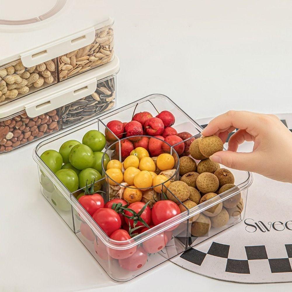 Sealed Divided Storage Box Plastic Dried Fruit Box Seasoning Storage Box  Refrigerator