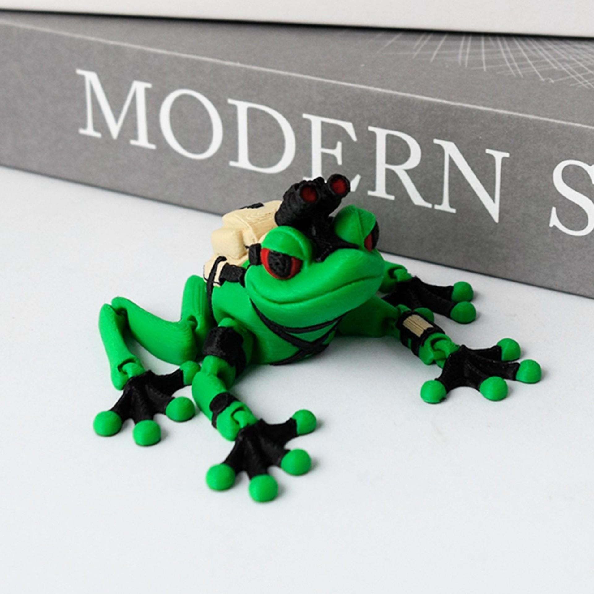 

Cool Soldier Frog Statue 3D Printed Toy Simulation Animal Frog Model Joint Movable Desktop Ornament Children s Toy Funny Gift