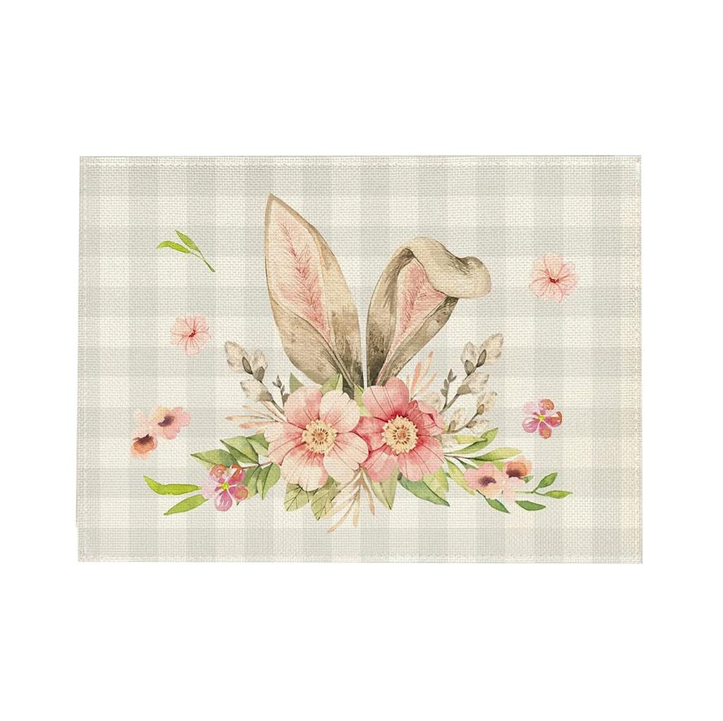 Rabbit Bunny Happy Easter Placemats Set Seasonal Spring Table Mats for Party Kitchen Dining Decoration