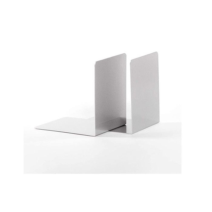 Serre-livres - MAUL - Lot de 2 - Aluminium brossé - 10 x 8 x 10 cm - Argenté