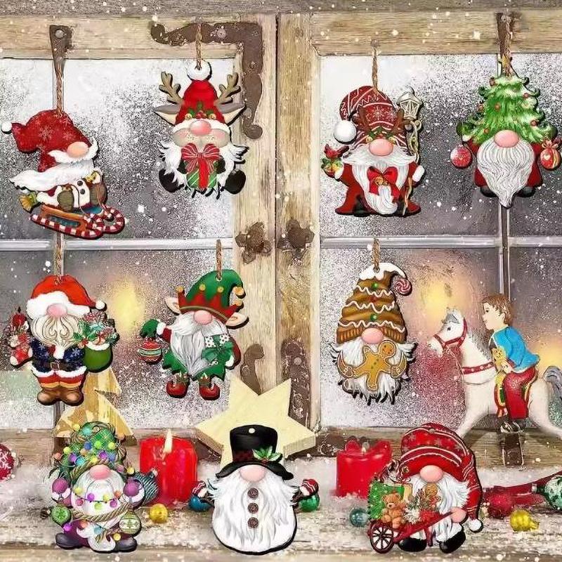 Set Wooden Christmas Dwarf Gnome Decoration Christmas Tree Decoration Wooden
