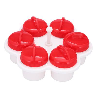 6Pcs Steamed Egg Mold with Brush 6 Shapes Food Grade PP Heat Resistant Non-stick Poached Egg Cup Cooker Steamer Kitchen Gadget
