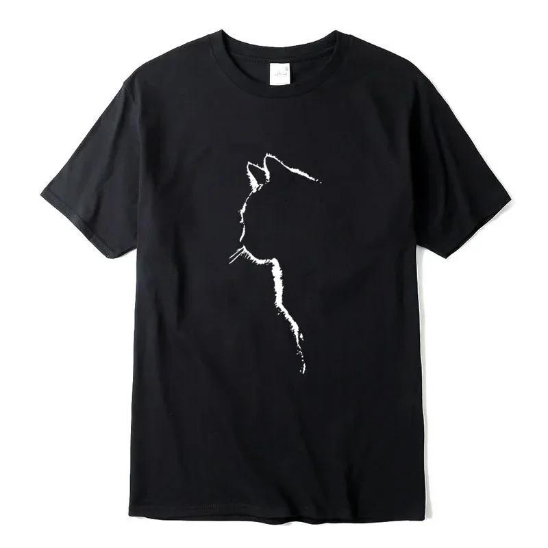Men's T-shirt Top Quality 100% Cotton Short Sleeve Cool Cat Print Casual Loose Men T Shirt O-neck T-shirt Men Tee Shirts