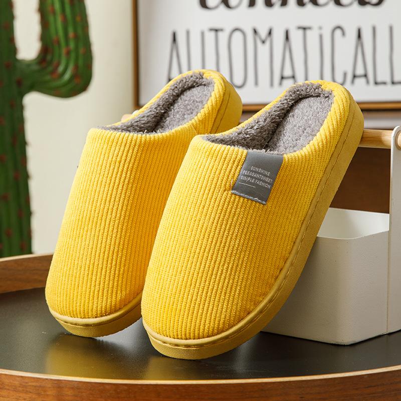 Autumn indoor home couple wool slippers warm shoes confinement non-slip velvet men's cotton slippers women