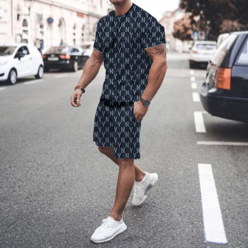 Letter Print Mens Trendy Summer Set T-Shirt And Shorts Set 2 Piece Casual Fashion Streetwear Tracksuit Skateboarding Sportwear