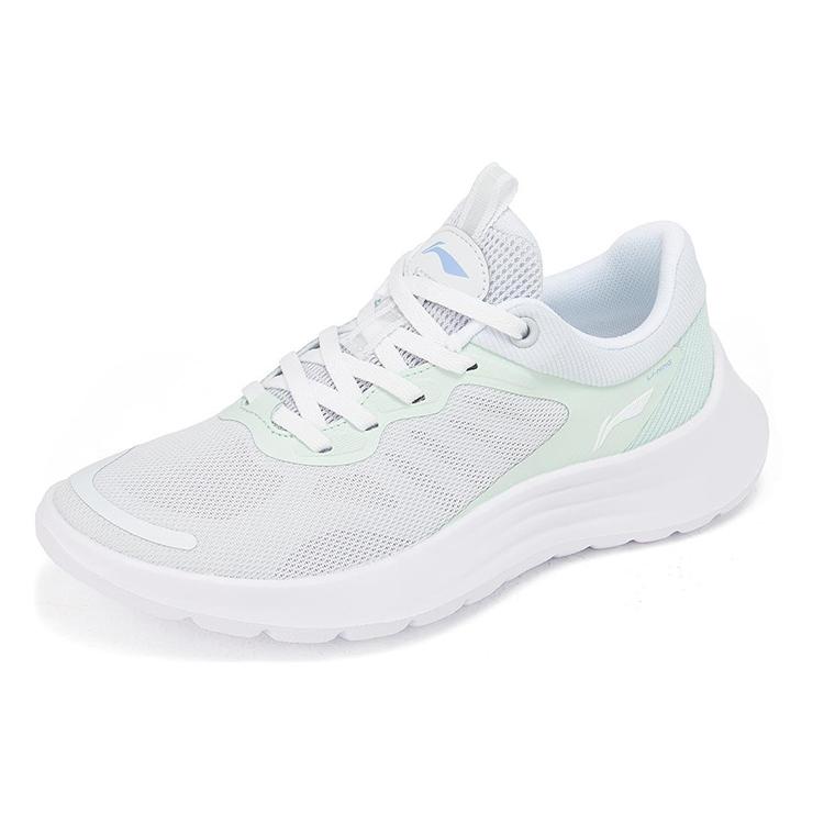 Li Ning Cushioning Abrasion Resistant Lightweight Low top Running Shoes Women's White Blue Green ARST020-3
