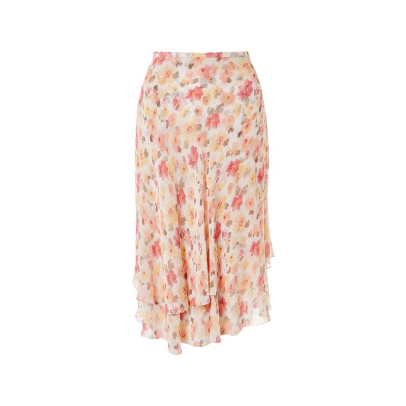 Lancy Asymmetric Floral Mini Skirt 2XL