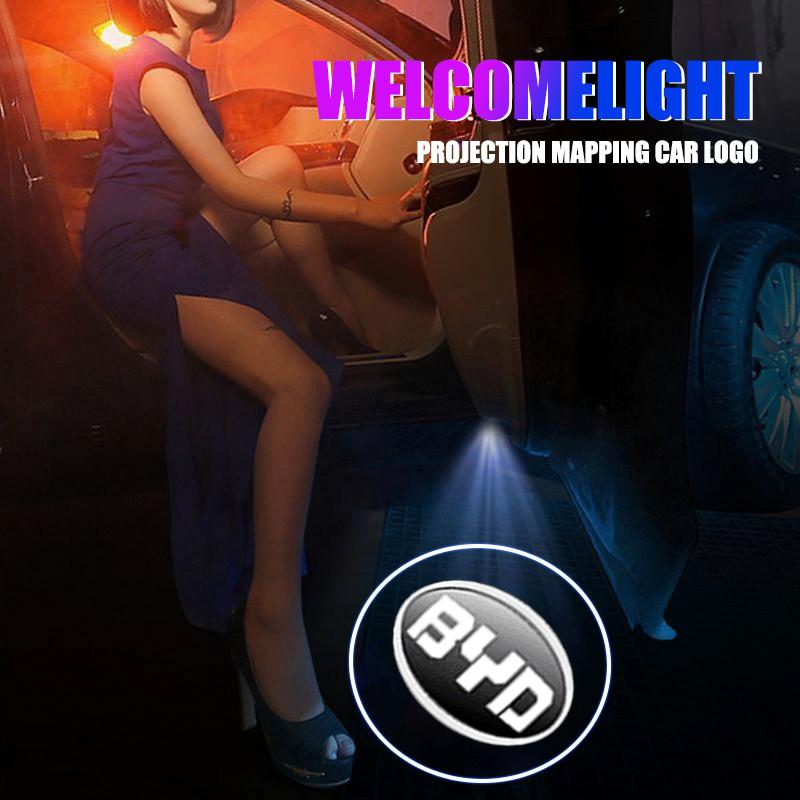 For BYD Atto 3 Act Tang F3 E6 Yuan Song Plus EV F0 Qin 2 Pcs LED Wireless Car Door Welcome Lamp Projector Light Auto Accessories