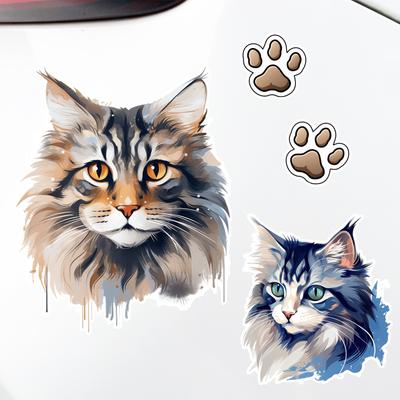 Personalized Cat Head Car Stickers Decoration Scratch Cover Sticker Auto Body Trunk Bumper Waterproof Vinyl Decals